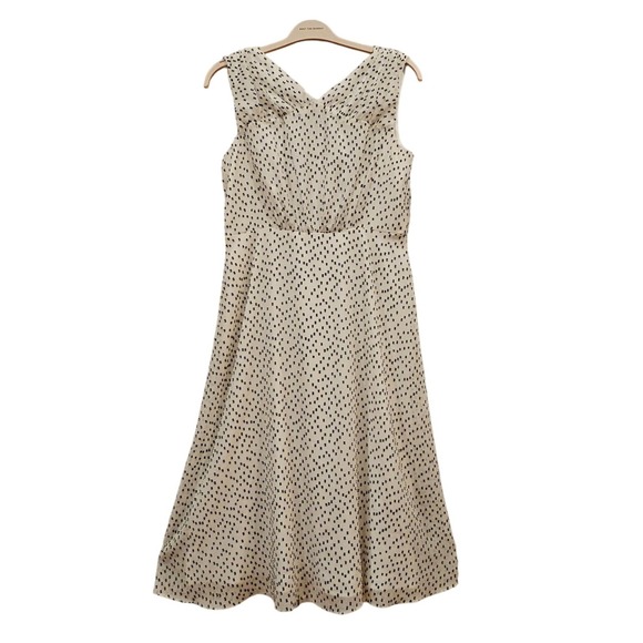 Maggy London Dresses & Skirts - NEW Maggy London Navy White Clip Dot V-Neck Midi Dress Womens 10 NWT